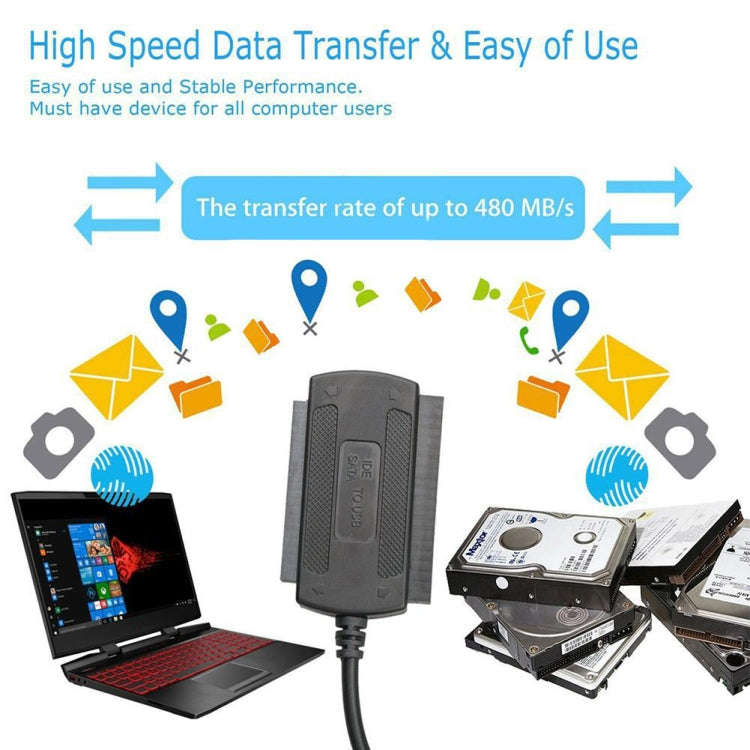 YP009 Three-Purpose USB to IDE/SATA Easy Drive Cable Hard Disk Drive Data Cable with Power Supply...