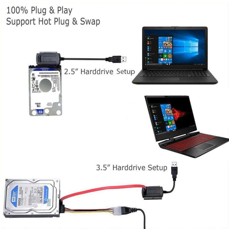 YP009 Three-Purpose USB to IDE/SATA Easy Drive Cable Hard Disk Drive Data Cable with Power Supply...
