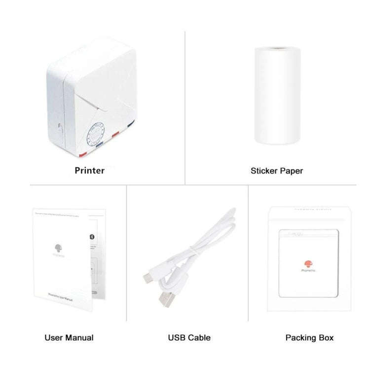 Phomemo M02S Pocket Small Bluetooth Handheld Portable Thermistar Tags Error Printer(White)