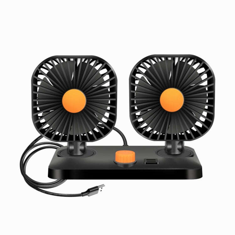 Mini USB 12 / 24V Car Electric Fan Double Head Fan