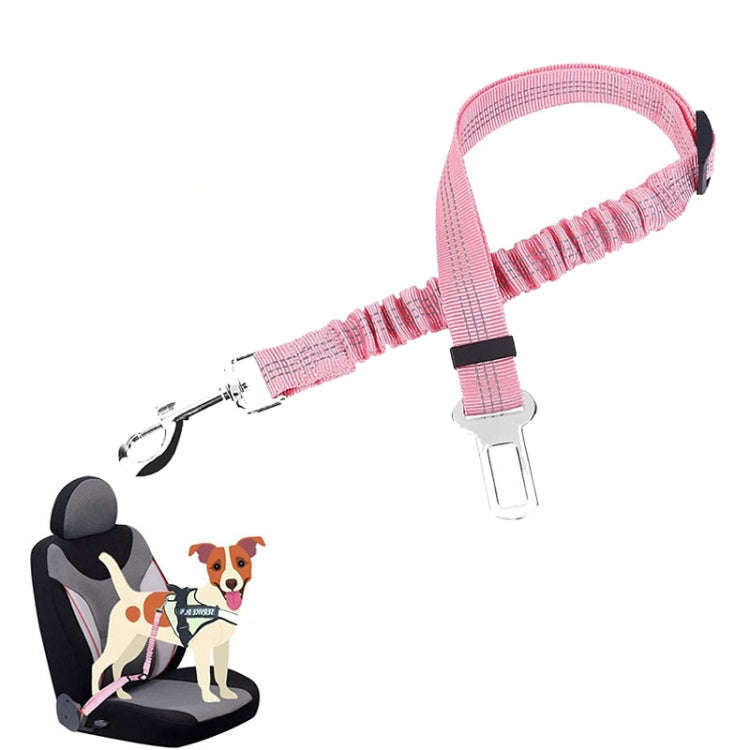 Pet Car Seat Belt Telescopic Reflective Safety Rope(Pink)