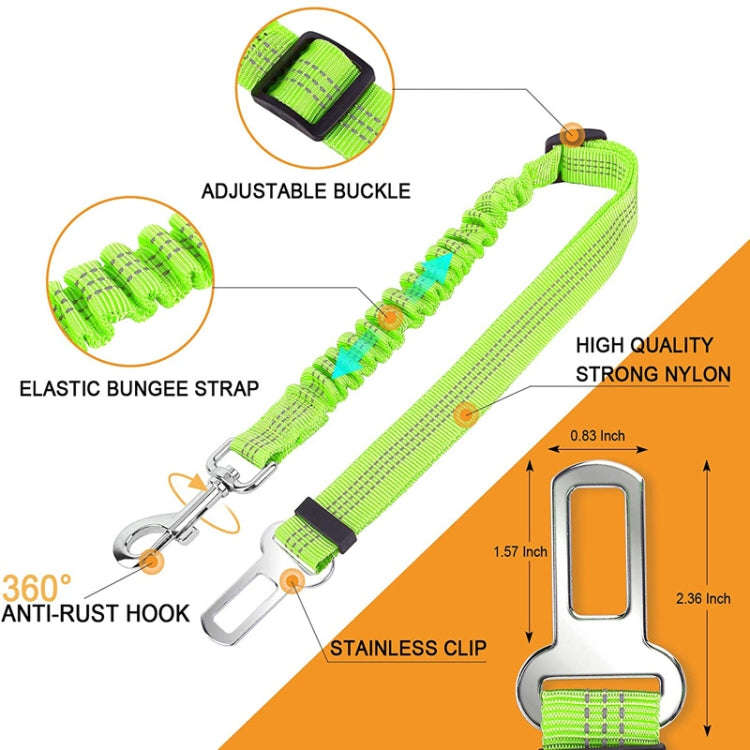 Pet Car Seat Belt Telescopic Reflective Safety Rope(Fluorescent Green)
