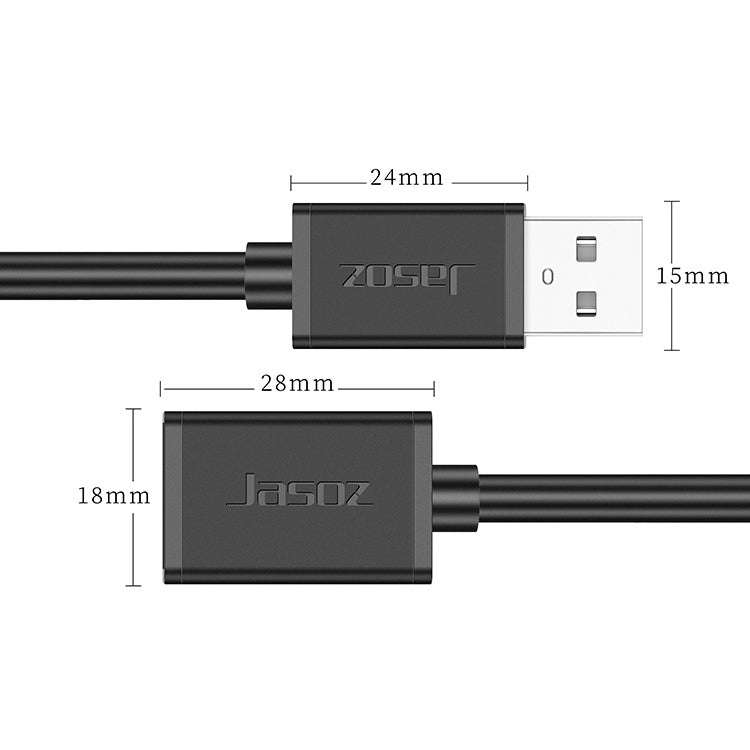 Jasoz USB Male to Female Oxygen-Free Copper Core Extension Data Cable, Colour: Black 8m