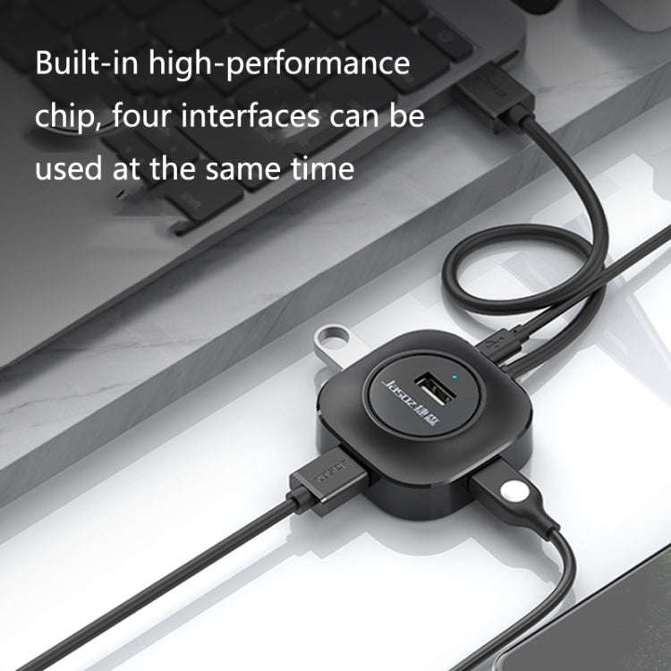 Jasoz High-Speed USB2.0 4-Ports HUB 1 to 4 Docking HUB, Colour: Black 0.3m