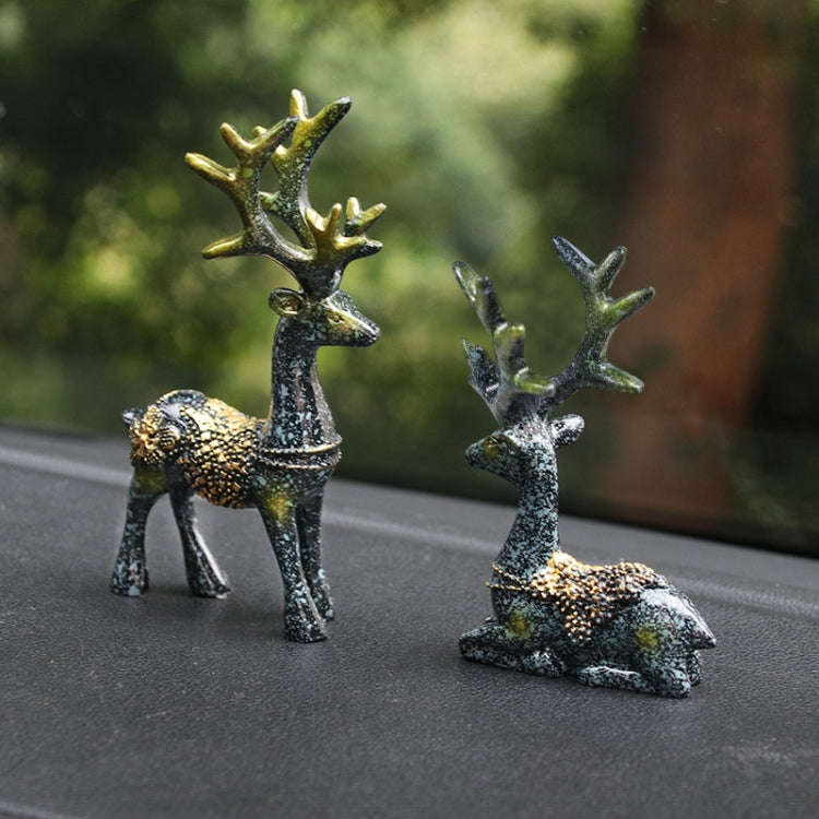2 Pairs R-8820 Car Ornaments Car Home Safe Deer Decorations(Bronze Blue)