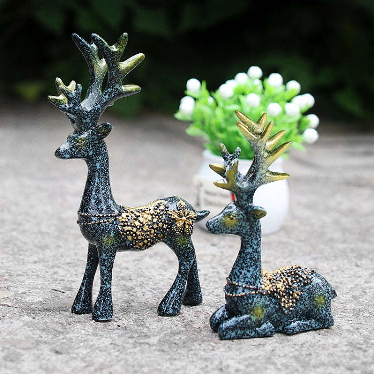 2 Pairs R-8820 Car Ornaments Car Home Safe Deer Decorations(Bronze Blue)