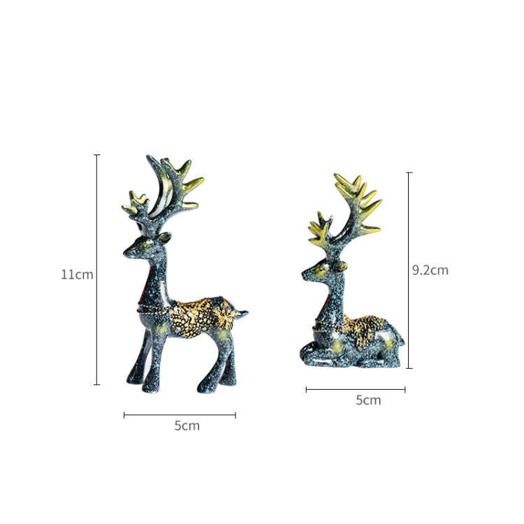 2 Pairs R-8820 Car Ornaments Car Home Safe Deer Decorations(Bronze Blue)