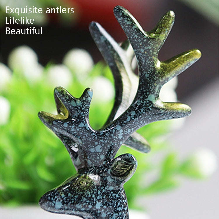 2 Pairs R-8820 Car Ornaments Car Home Safe Deer Decorations(Bronze Blue)