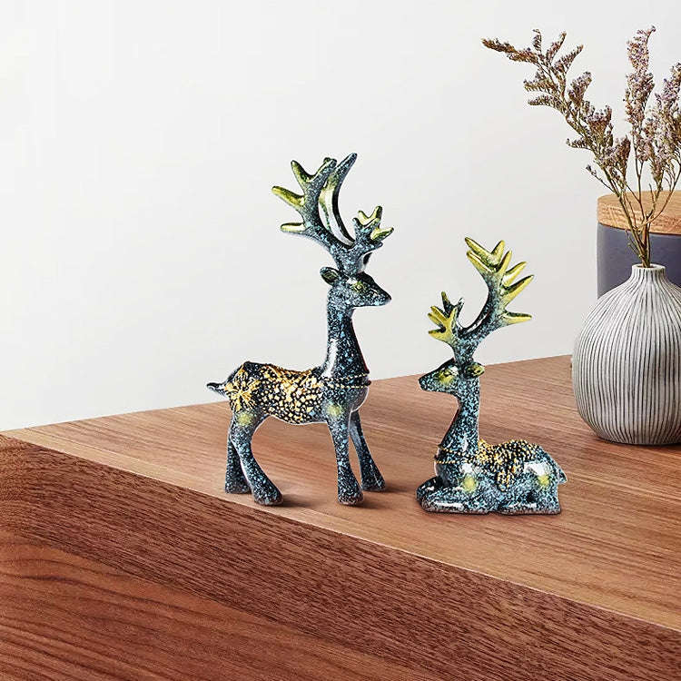 2 Pairs R-8820 Car Ornaments Car Home Safe Deer Decorations(Bronze Blue)