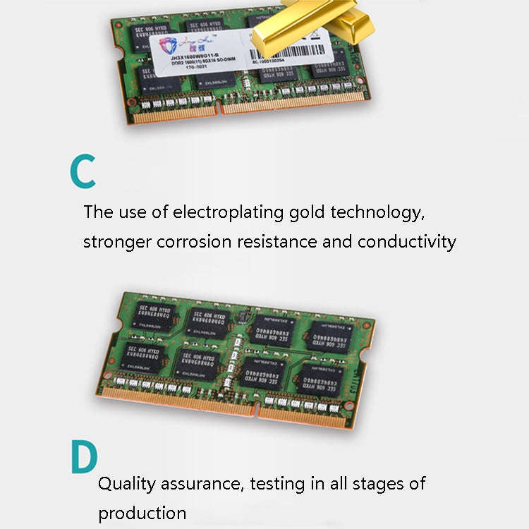 JingHai 1600MHz DDR3L PC3L-12800S 1.35V Low Voltage Notebook Memory Strip, Memory Capacity: 4GB