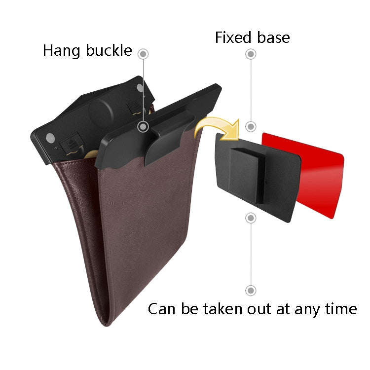 Car Trash Can Storage Bag Hanging Paste With LED Light Garbage Bag(Small (Mocha Brown))