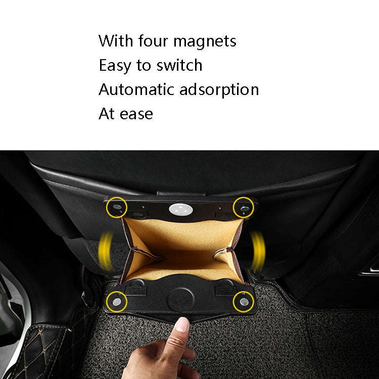 Car Trash Can Storage Bag Hanging Paste With LED Light Garbage Bag(Small (Beige)))