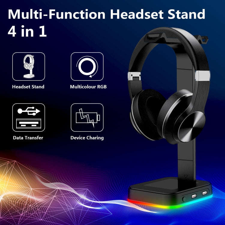 RGBD9 RGB Headset Stand Color-Changing Gaming Headset Stand Gaming Headset Display Stand with Dua...