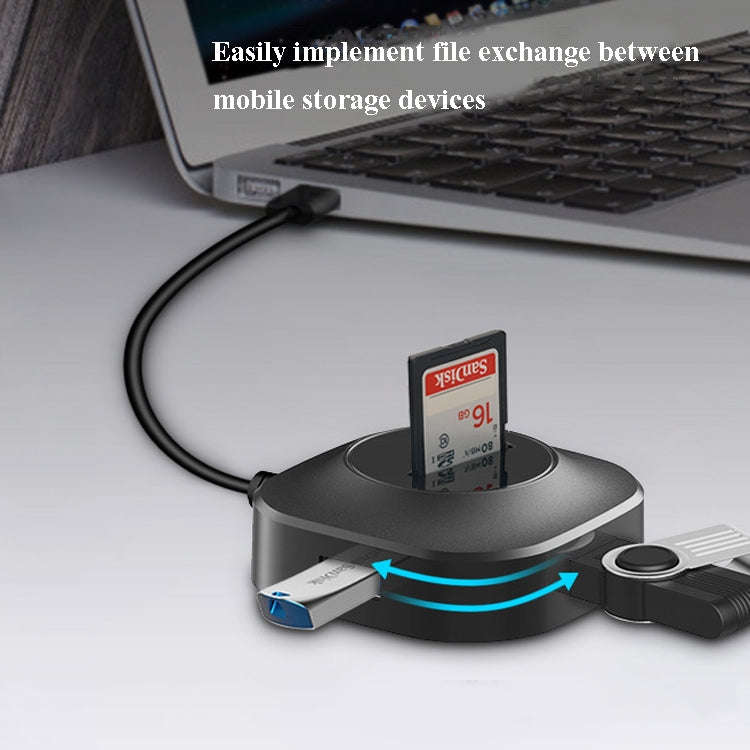 H25-2.0 3 x USB Port + TF/SD Card Reader Computer Notebook High-Speed Hub Splitter