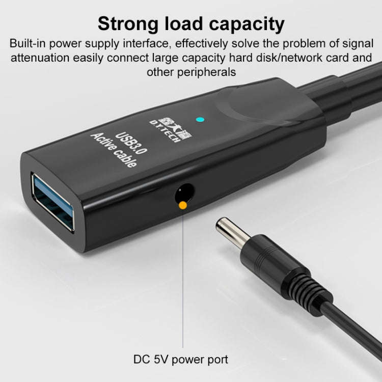 D.Y.TECH USB 3.0 Male To Female Extension Cable Double Shielded Chip Data Cable, Length: 10m