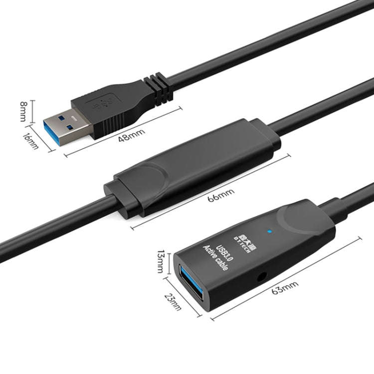 D.Y.TECH USB 3.0 Male To Female Extension Cable Double Shielded Chip Data Cable, Length: 15m