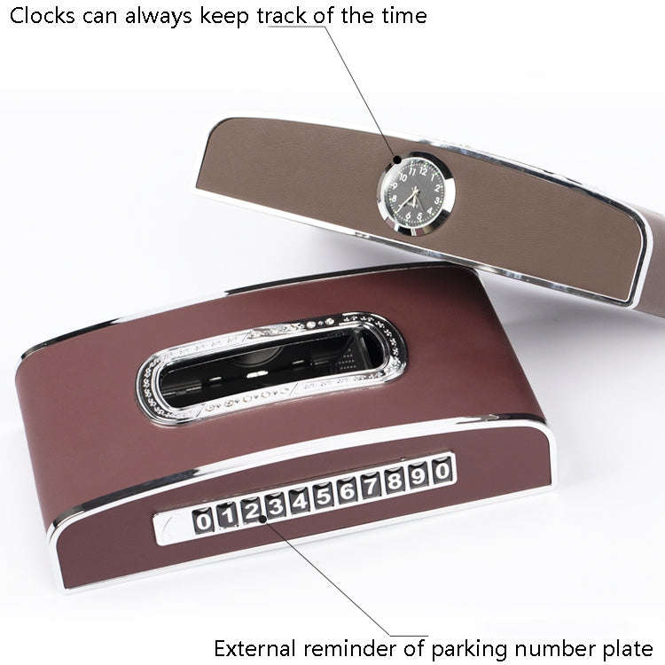 Car Clock Tissue Box Multi-Function Vehicle Instrument Table Paper Towel Box, Style: Clock+Parkin...