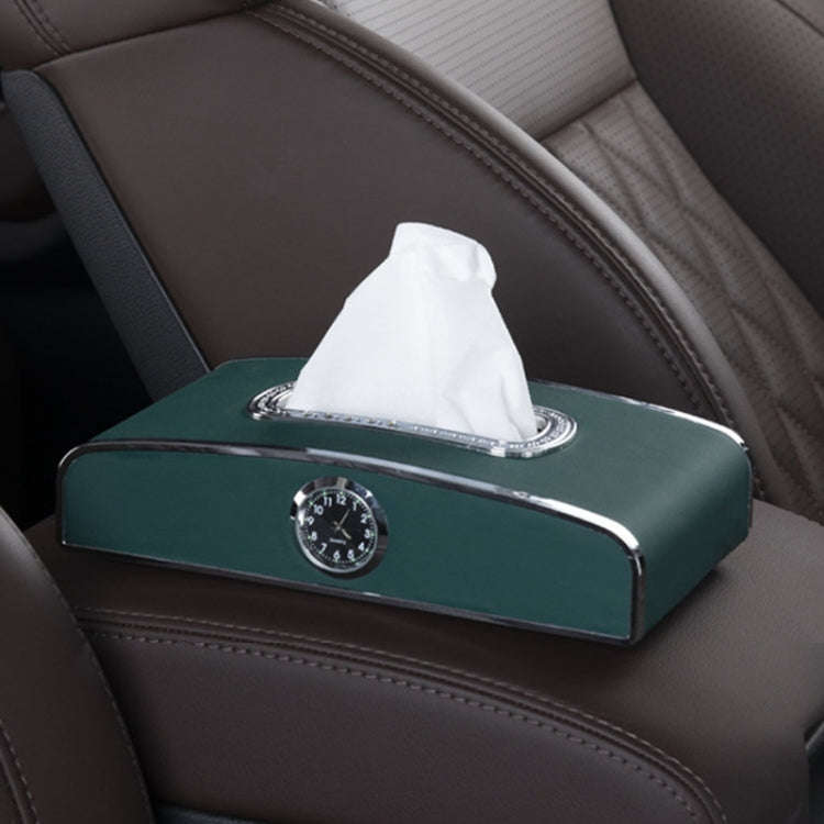Car Clock Tissue Box Multi-Function Vehicle Instrument Table Paper Towel Box, Style: With Clock (...