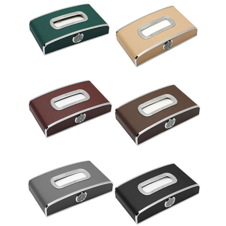 Car Clock Tissue Box Multi-Function Vehicle Instrument Table Paper Towel Box, Style: With Clock (...