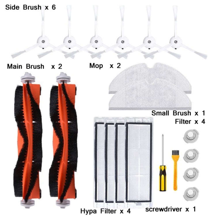 20 PCS/Set Hypa+Water Tank Filter+Side Brush+Main Brush+Mop+Small Brush For Mijia/Rock Sweeper