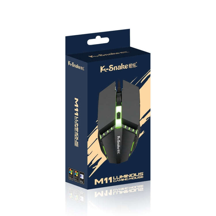 2 PCS K-Snake M11 4 Keys 1600DPI Luminous Game Wired Mouse Notebook Desktop USB Wired Mouse, Cabl...
