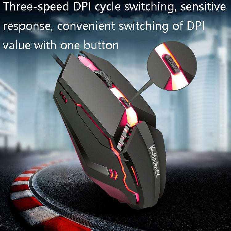 2 PCS K-Snake M11 4 Keys 1600DPI Luminous Game Wired Mouse Notebook Desktop USB Wired Mouse, Cabl...