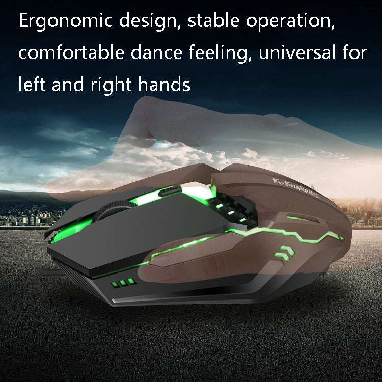 2 PCS K-Snake M11 4 Keys 1600DPI Luminous Game Wired Mouse Notebook Desktop USB Wired Mouse, Cabl...