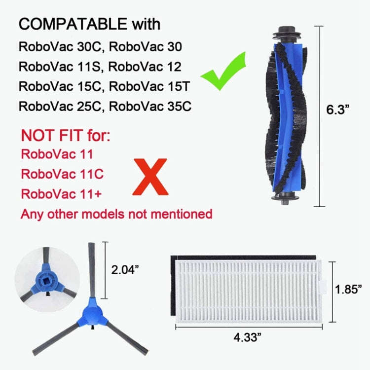 26PCS/Set Sweeper Accessories For Eufy RoboVac 11S/15T/30/30C/15C/12/35C