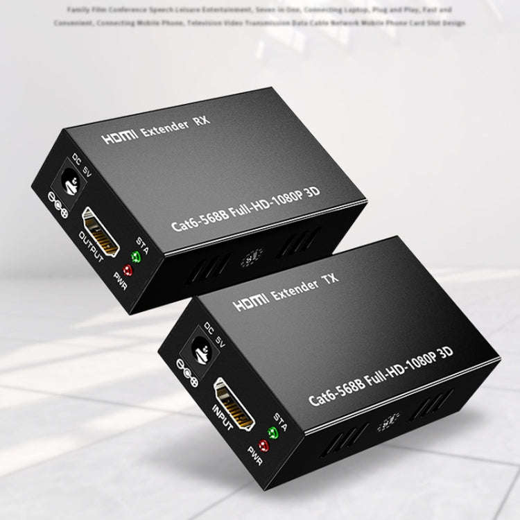 1 Pair HW-YD60 HDMI Extender 1080P Signal Amplifier, Effective Distance: 60m, EU Plug(Black)