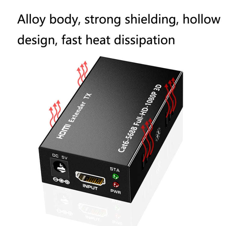 1 Pair HW-YD60 HDMI Extender 1080P Signal Amplifier, Effective Distance: 60m, EU Plug(Black)