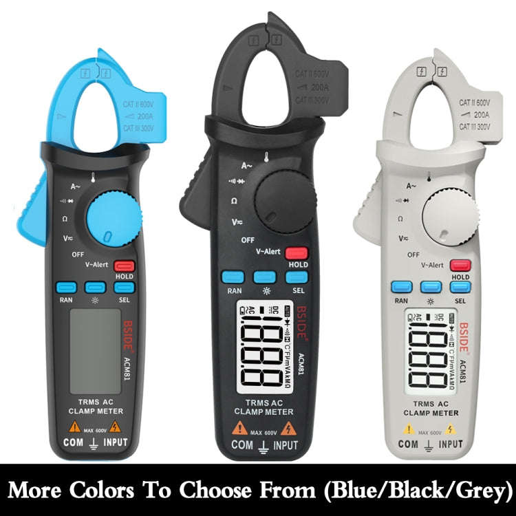 BSIDE ACM81 Digital Clamp Meter Auto-Rang 1mA Accuracy 200A Current DC AC Multimeter(Black)