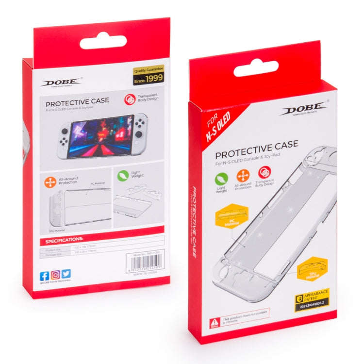 DOBE Game Handle Transparent Crystal Case TPU Protective Cover For Switch OLED Console(Transparen...