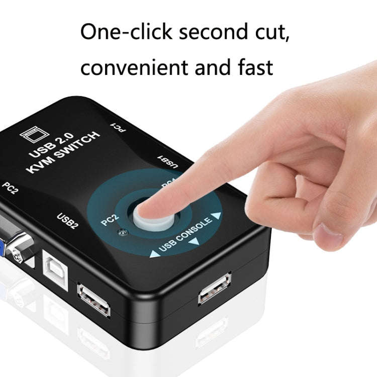 HW1701  2 into 1 out KVM Switcher 2 Port Manual VGA Switch USB With Keyboard Mouse Switching(Black)