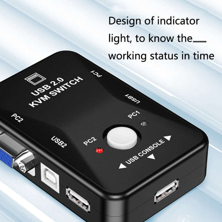 HW1701  2 into 1 out KVM Switcher 2 Port Manual VGA Switch USB With Keyboard Mouse Switching(Black)