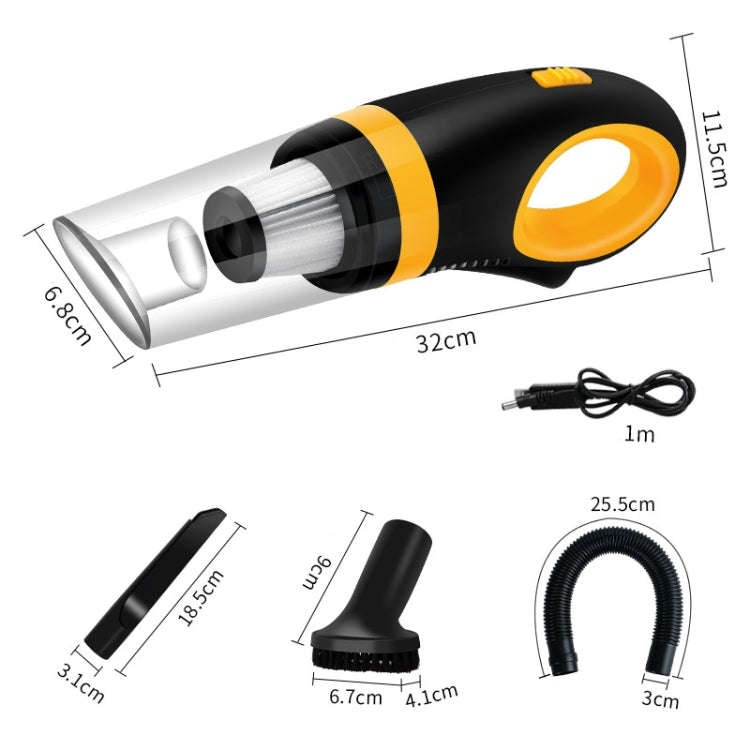 Car Vacuum Cleaner Wireless USB Charging High Power Small Handheld Vacuum Cleaner(Black Yellow)