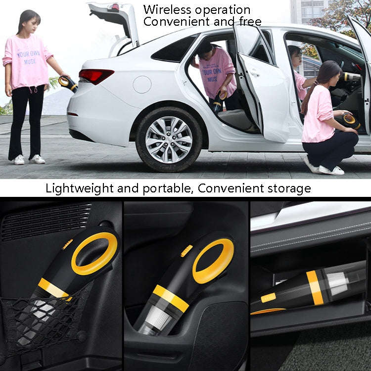 Car Vacuum Cleaner Wireless USB Charging High Power Small Handheld Vacuum Cleaner(Black Yellow)