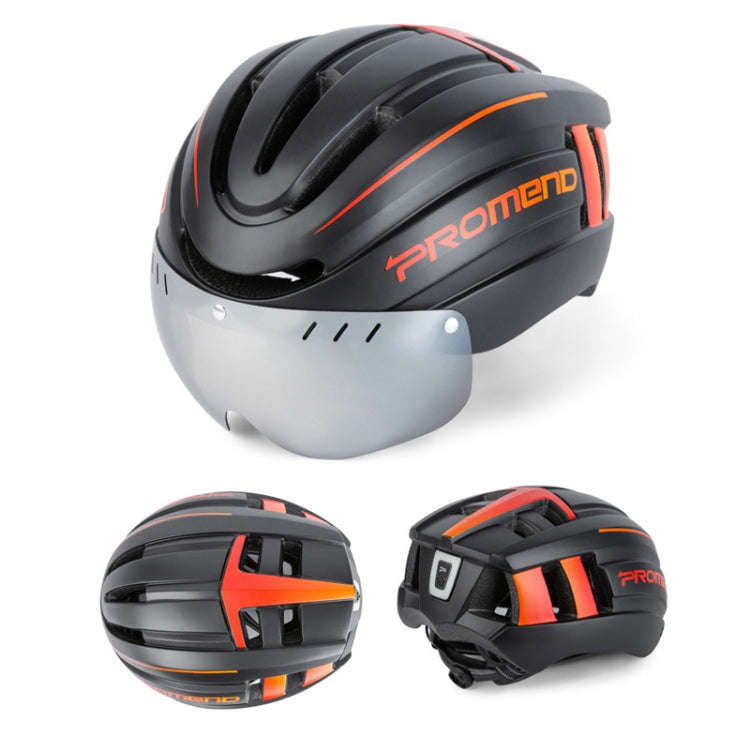 PROMEND TK-12H15 Mountain Bike USB Magnetic Goggles Helmet With Warning Light, Size: L(Black Red)