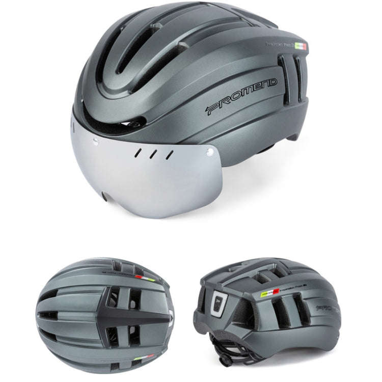 PROMEND TK-12H15 Mountain Bike USB Magnetic Goggles Helmet With Warning Light, Size: L(Titanium G...