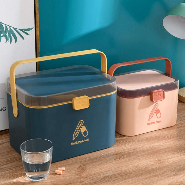 Household Plastic Small Medicine Box Portable Medicine Storage Box, Size: 27.7 x 20.4 x 19.4cm(Blue)