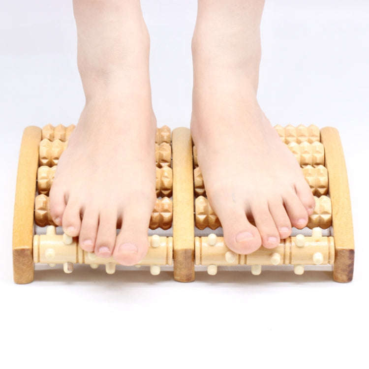 Wooden Roller Massager Small Nails Five-Row Foot Massager(27 x 19 x 4.5cm)