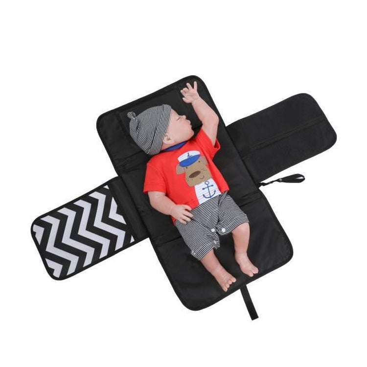 Portable Baby Changing Mat Multifunctional Baby Changing Table Waterproof Bag(Gray Waves)