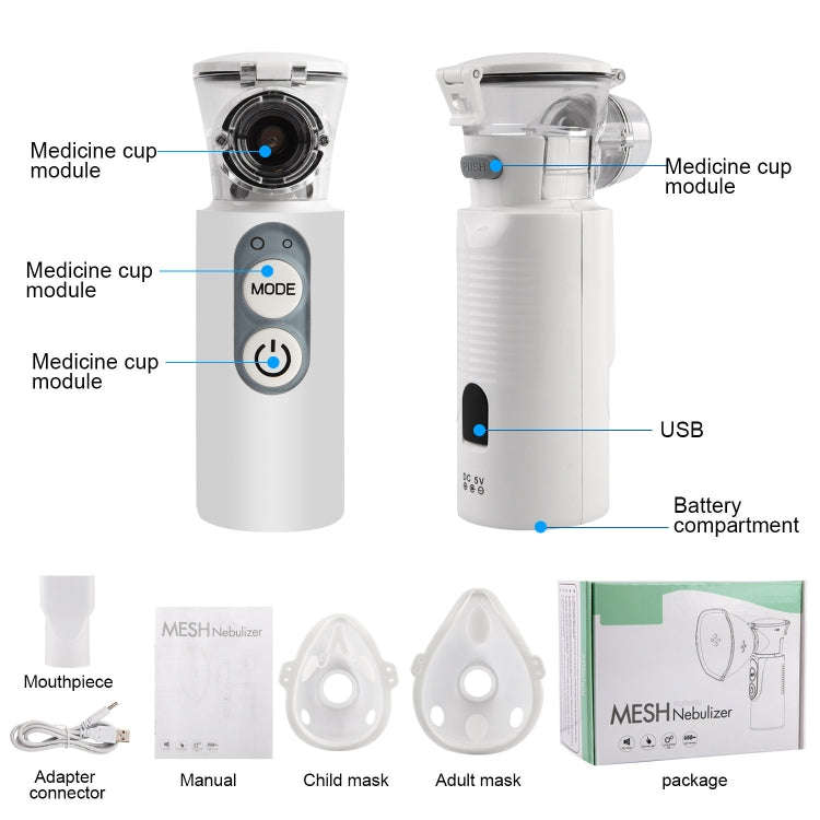 YMK-R7  Ultrasonic Wave Handheld Nebulizer Portable Child Adult Compressed Nebulizer, Style: Dry ...