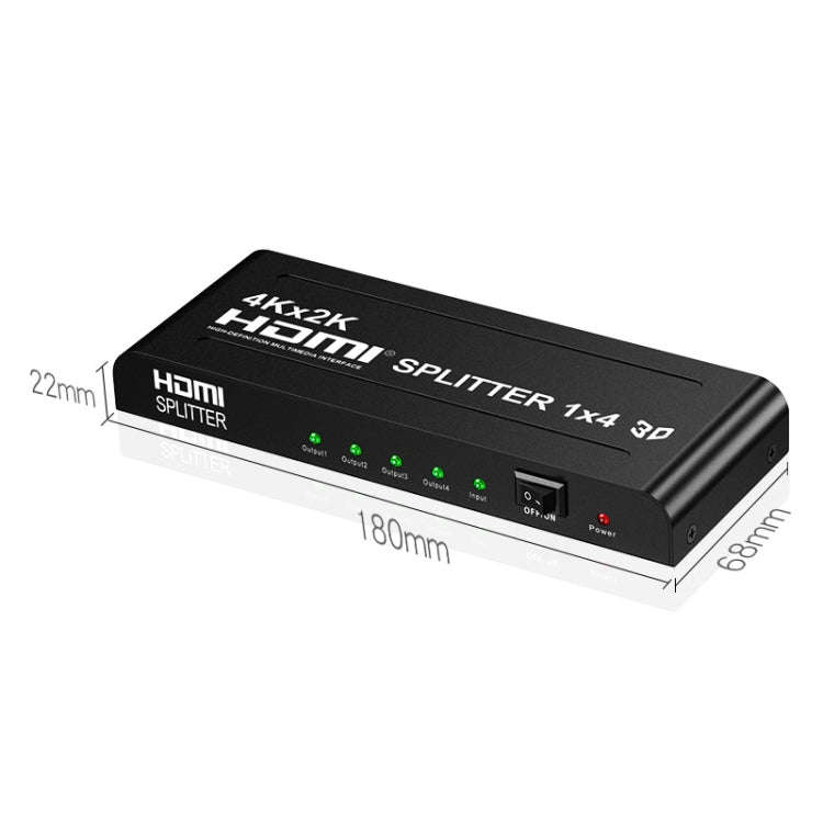 HW-4K104D 1 to 4 4K X 2K Video High-Definition On-Screen HDMI Splitter(EU Plug)