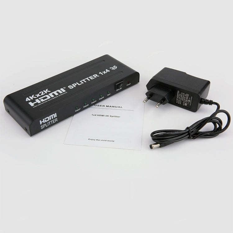 HW-4K104D 1 to 4 4K X 2K Video High-Definition On-Screen HDMI Splitter(EU Plug)