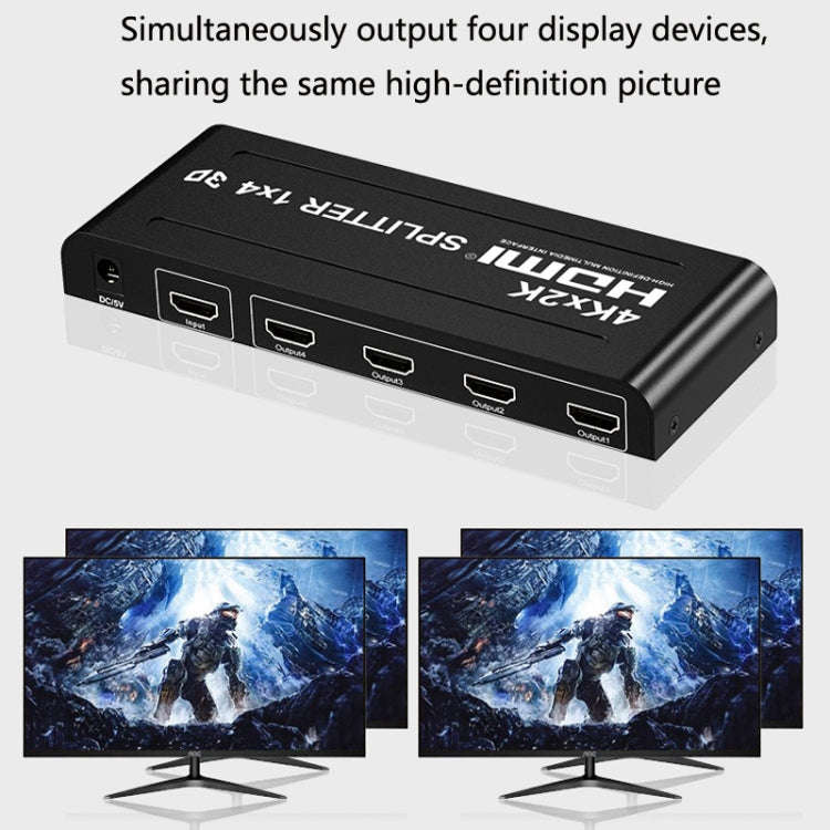 HW-4K104D 1 to 4 4K X 2K Video High-Definition On-Screen HDMI Splitter(EU Plug)