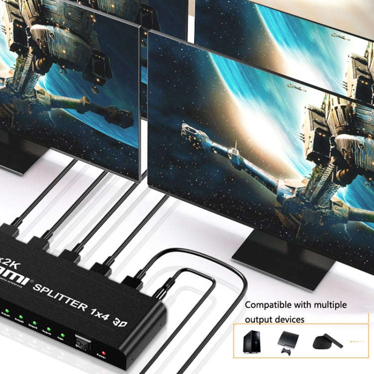 HW-4K104D 1 to 4 4K X 2K Video High-Definition On-Screen HDMI Splitter(EU Plug)