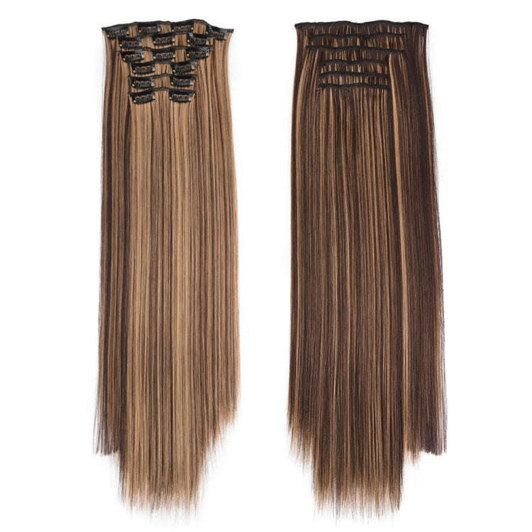 6 In 1 60cm Card Hair Extension Piece 16 Card Long Straight Hair Wig Piece, Color: 7.4H27