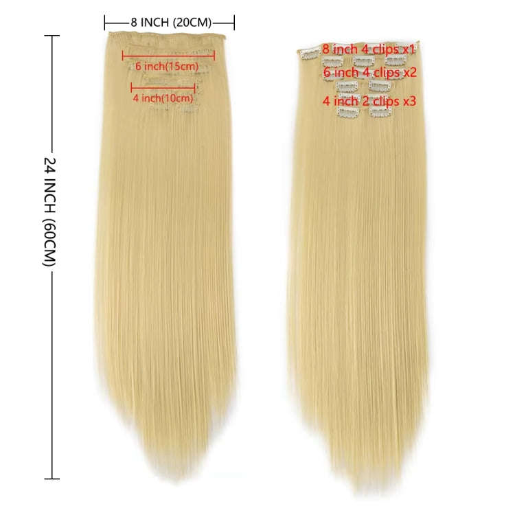 6 In 1 60cm Card Hair Extension Piece 16 Card Long Straight Hair Wig Piece, Color: 19.88