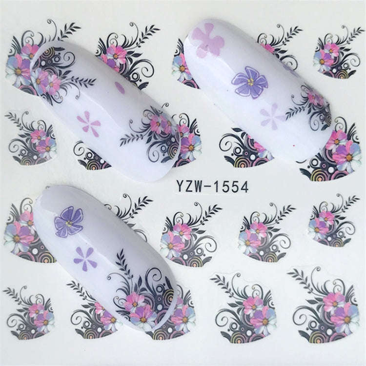 10 PCS Summer Colorful Nail Sticker Water Transfer Nail Decorations(YZW-125)