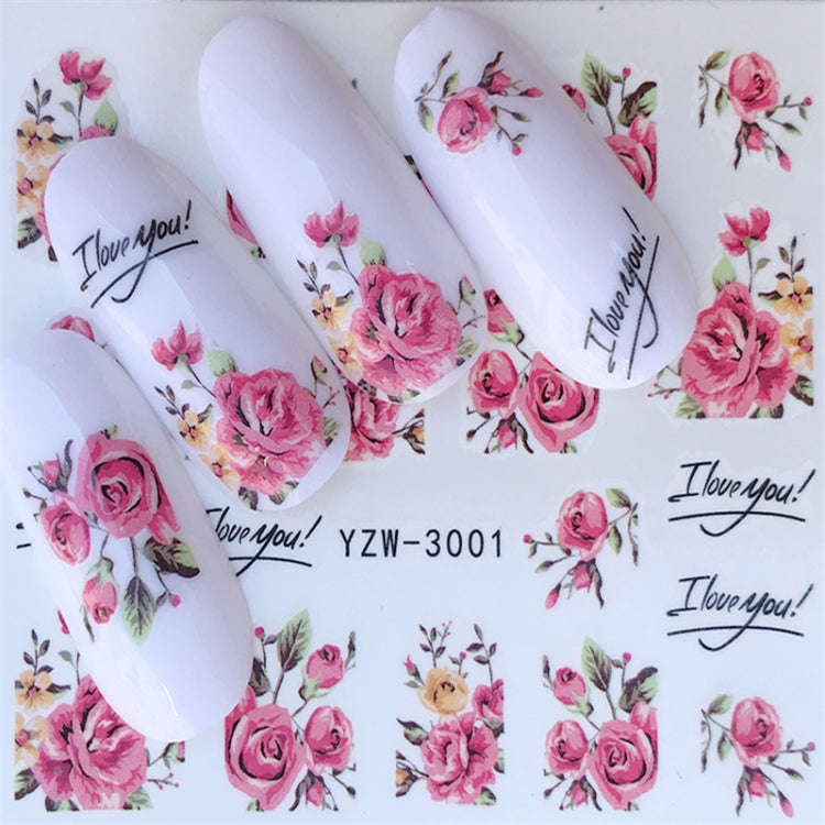 10 PCS Summer Colorful Nail Sticker Water Transfer Nail Decorations(YZW-125)